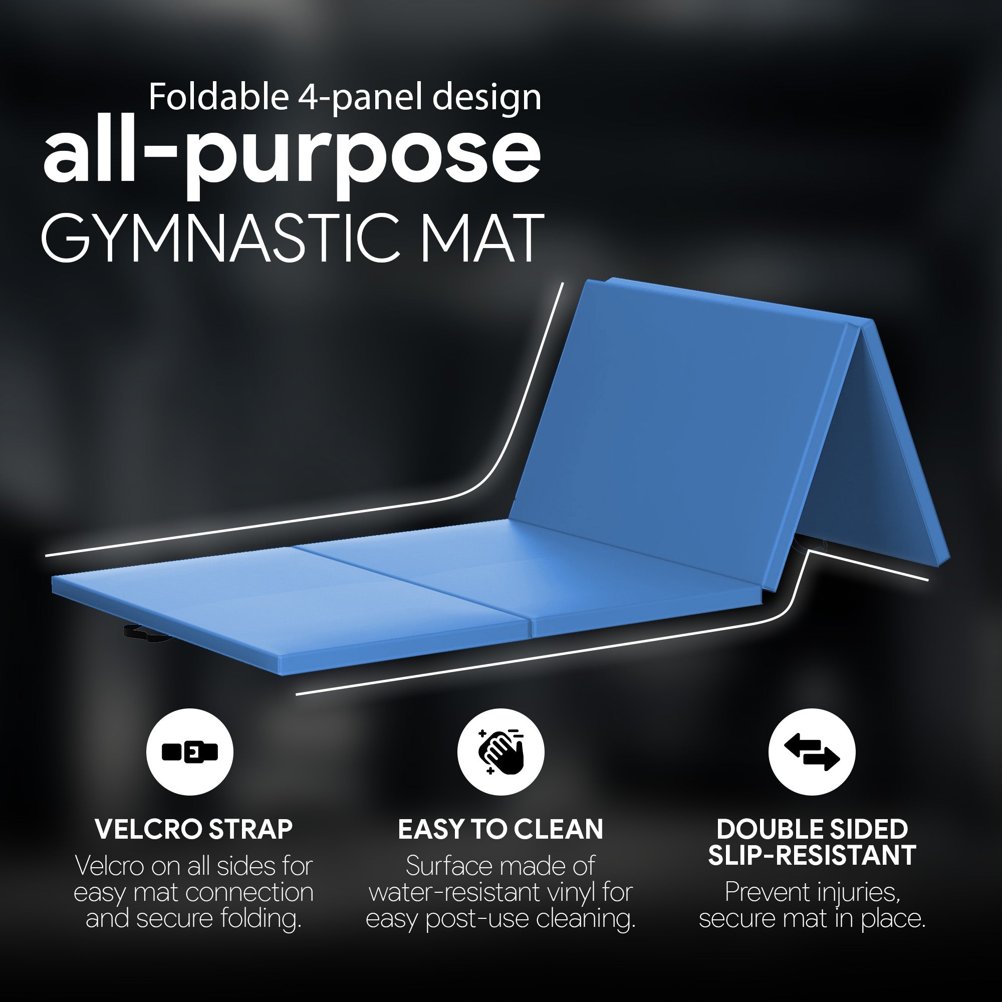 BalanceFrom Fitness All Purpose Mat with 8 Ft Balance Beam Gymnastic Set, Blue