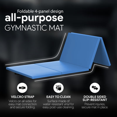 BalanceFrom Fitness All Purpose Mat with 8 Ft Balance Beam Gymnastic Set, Blue