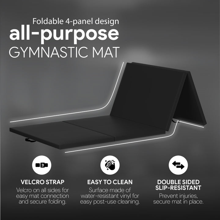 BalanceFrom Fitness All Purpose Mat with 8 Ft Balance Beam Gymnastic Set, Black