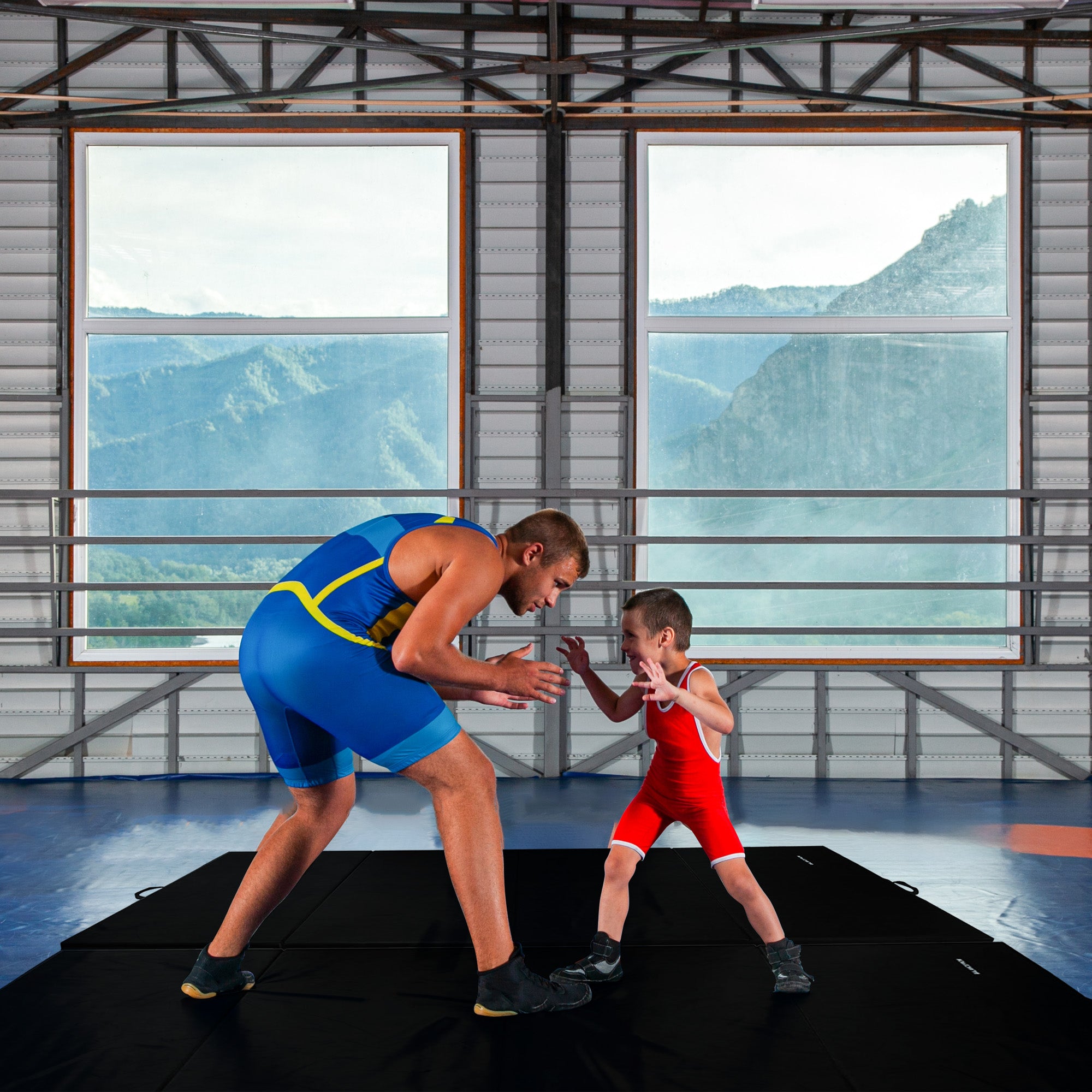 BalanceFrom Fitness All Purpose Mat with 8 Ft Balance Beam Gymnastic Set, Black - VMInnovations