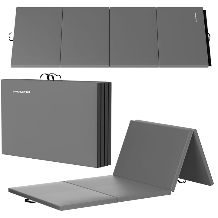 BalanceFrom Fitness All Purpose Mat with 8 Ft Balance Beam Gymnastic Set, Gray