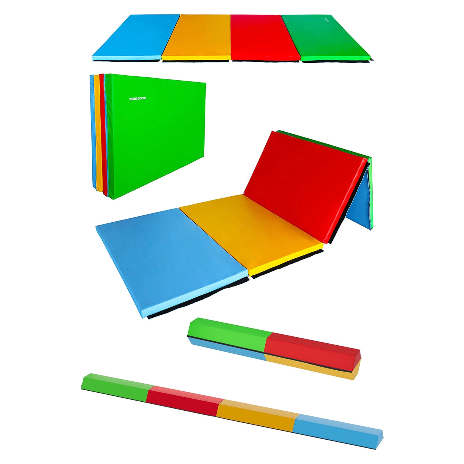 BalanceFrom Fitness All Purpose Mat with 8 Ft Balance Beam Gymnastic Set, Multi - VMInnovations