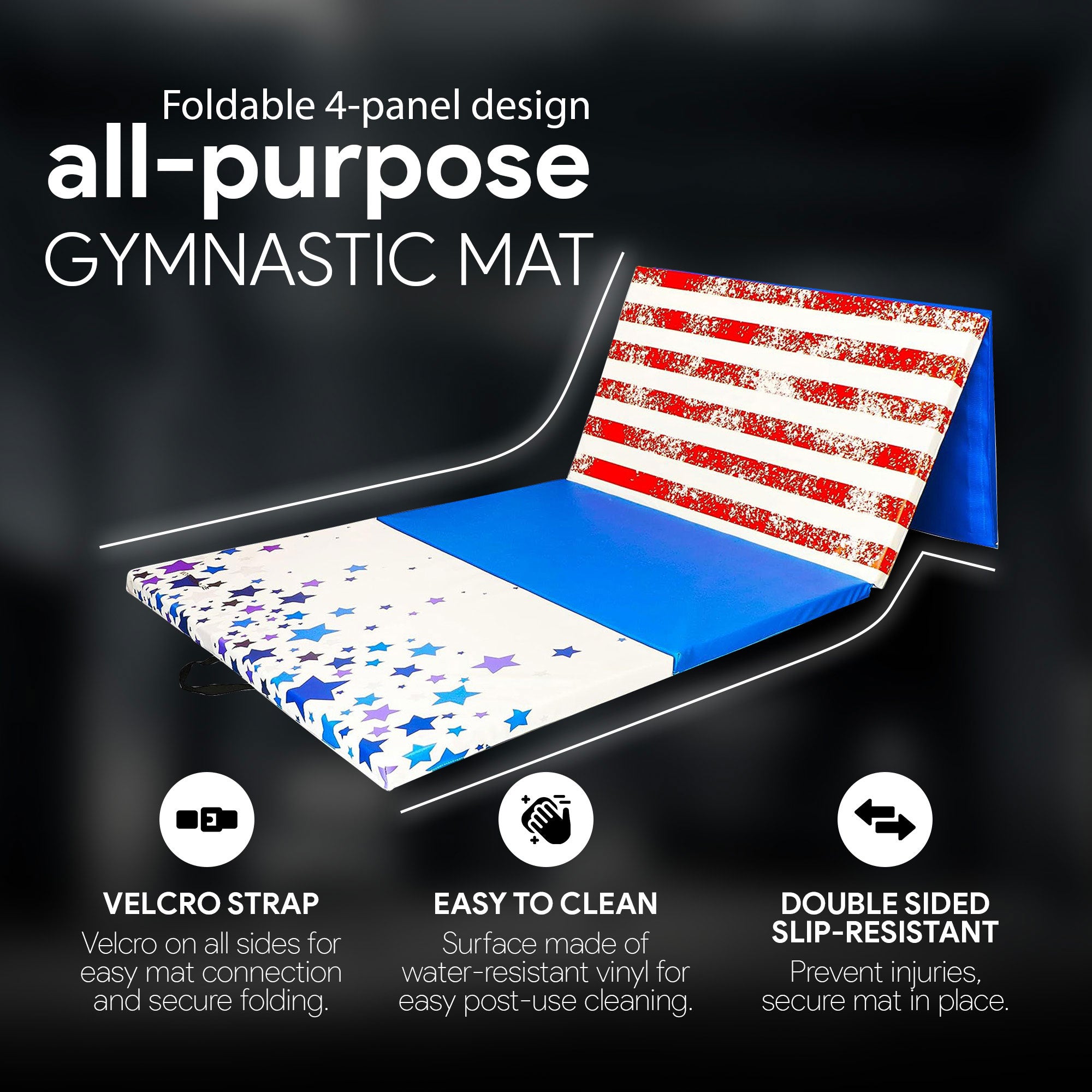 BalanceFrom Fitness All Purpose Mat with Balance Beam Gymnastic Set, Star/Stripe - VMInnovations