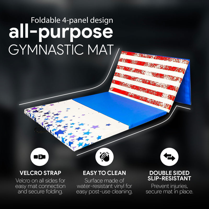 BalanceFrom Fitness All Purpose Mat with Balance Beam Gymnastic Set, Star/Stripe