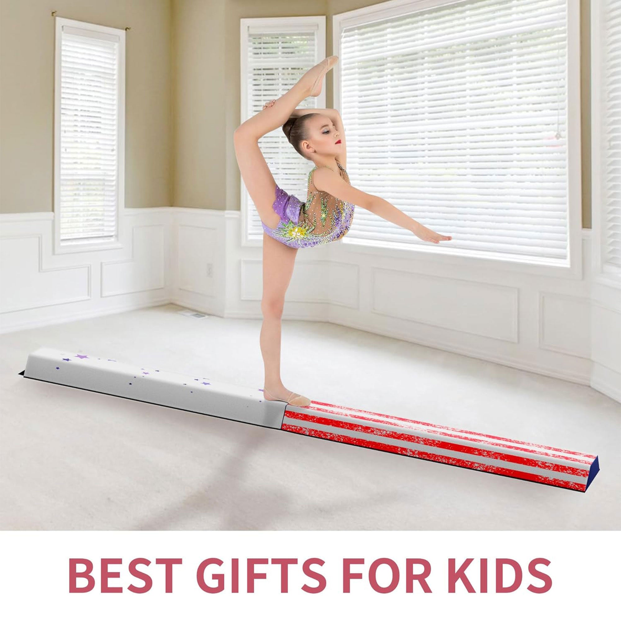 BalanceFrom Fitness All Purpose Mat with Balance Beam Gymnastic Set, Star/Stripe - VMInnovations