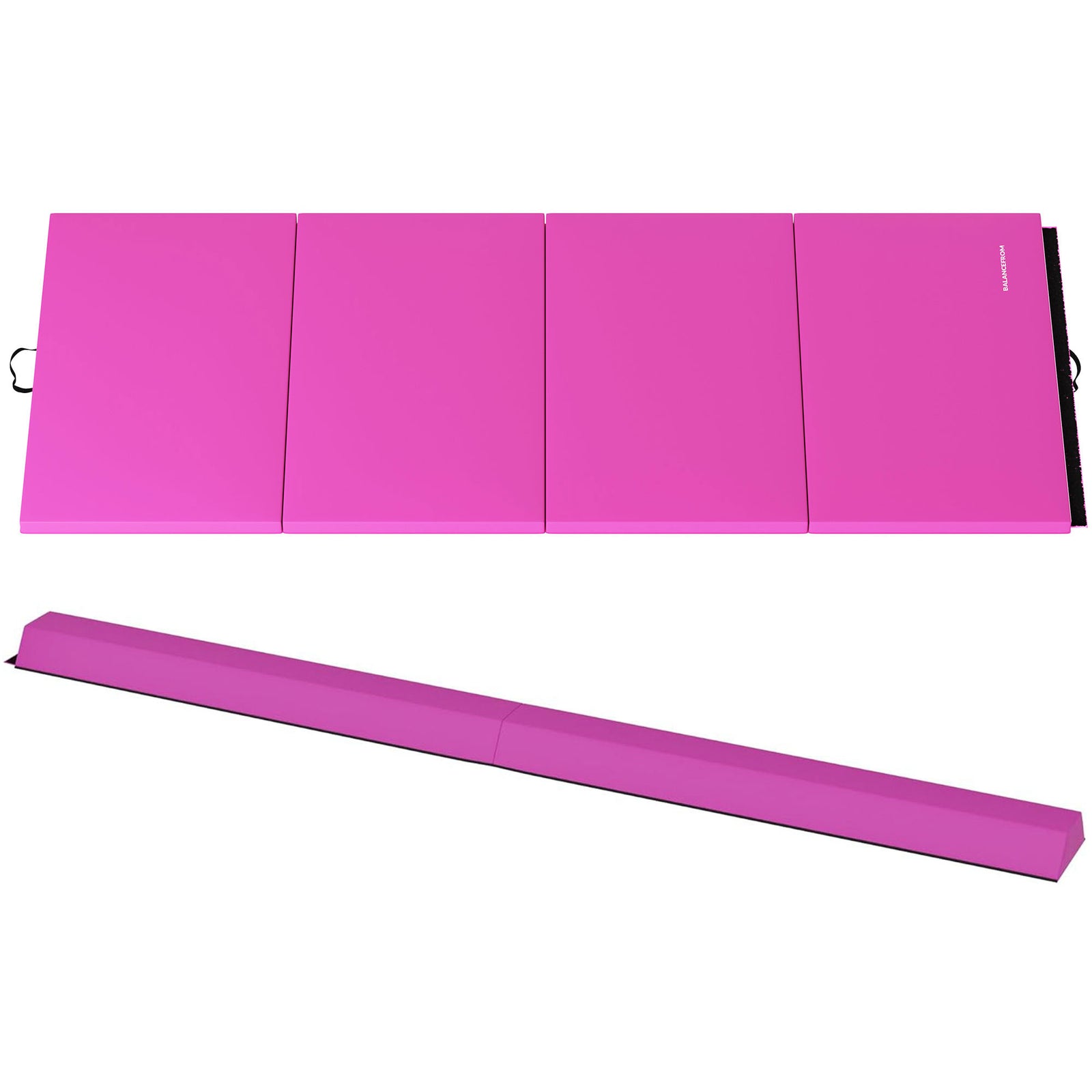 BalanceFrom Fitness All Purpose Mat with 8 Ft Balance Beam Gymnastic Set, Pink - VMInnovations