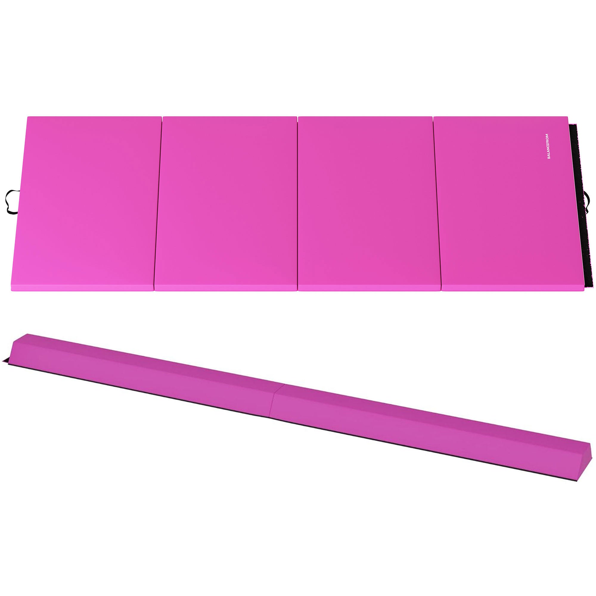 BalanceFrom Fitness All Purpose Mat with 8 Ft Balance Beam Gymnastic Set, Pink - VMInnovations