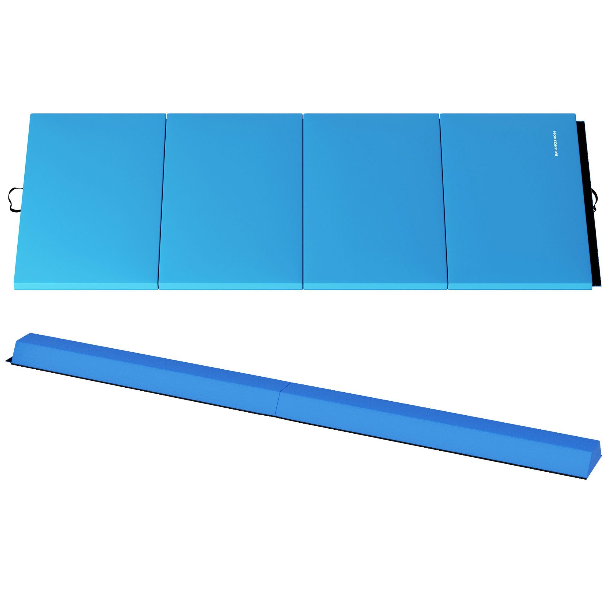 BalanceFrom Fitness All Purpose Mat with 8 Ft Balance Beam Gymnastic Set, Blue - VMInnovations