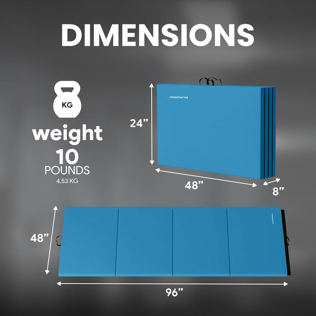 BalanceFrom Fitness All Purpose Mat with 8 Ft Balance Beam Gymnastic Set, Blue