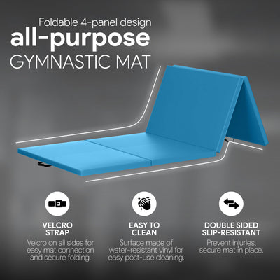 BalanceFrom Fitness All Purpose Mat with 8 Ft Balance Beam Gymnastic Set, Blue - VMInnovations