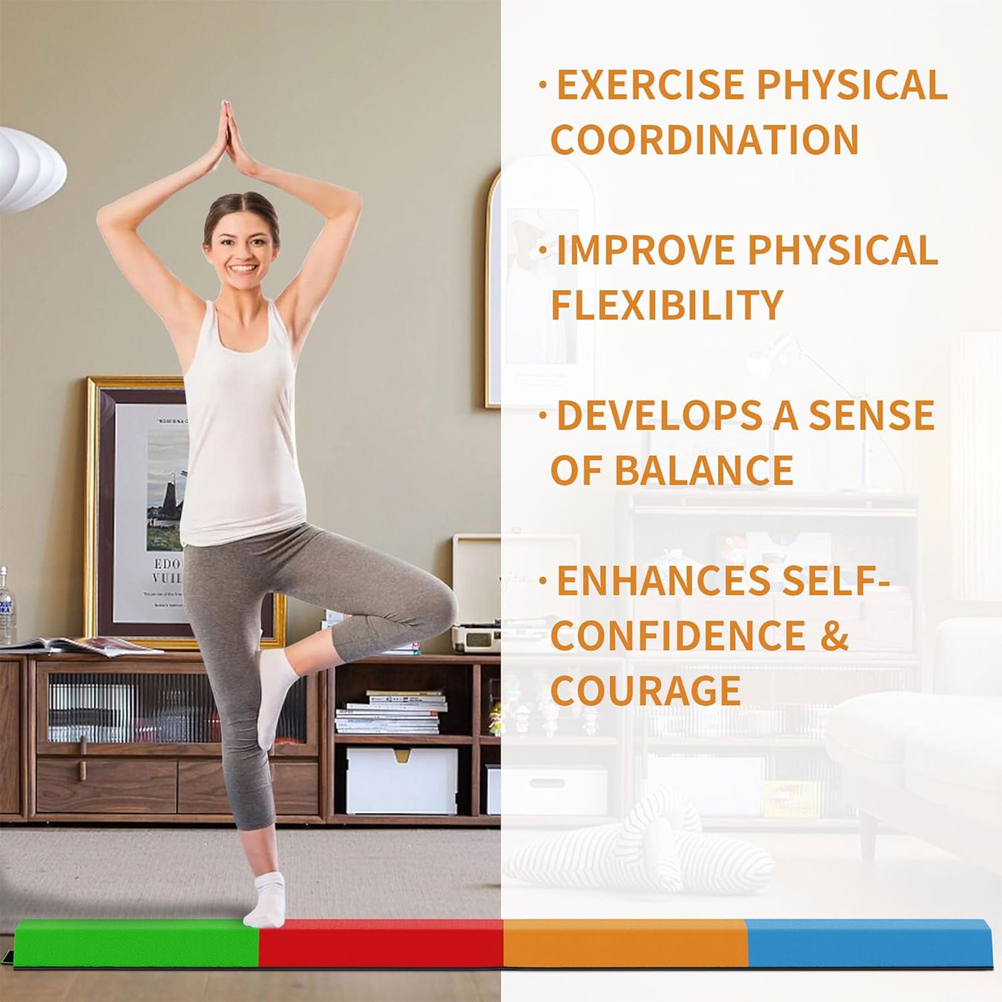 BalanceFrom Fitness All Purpose Mat with 8 Ft Balance Beam Gymnastic Set, Multi - VMInnovations