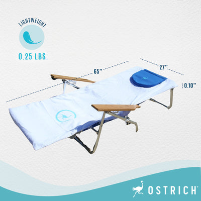 Ostrich Deluxe 3N1 Lightweight Outdoor Beach Lounge Chair & Custom Fitted Towel