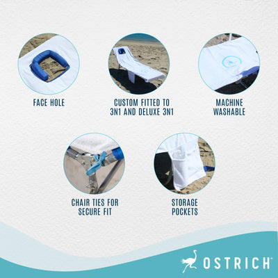 Ostrich Deluxe 3N1 Lightweight Outdoor Beach Lounge Chair & Custom Fitted Towel