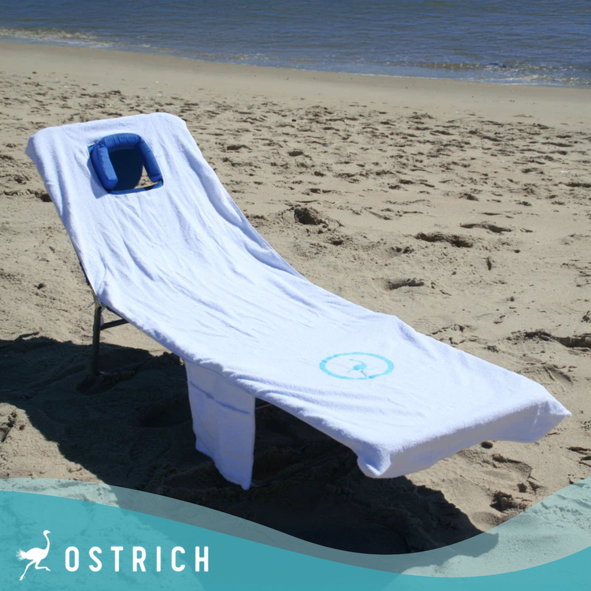 Ostrich Deluxe 3N1 Lightweight Outdoor Beach Lounge Chair & Custom Fitted Towel