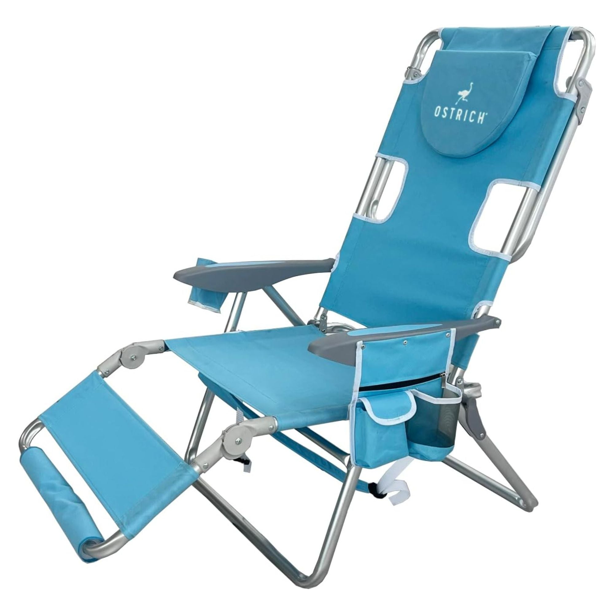 Deltess Ostrich 3 In 1 Portable Chair & Reclining Lounger, Light Blue (Open Box) - VMInnovations