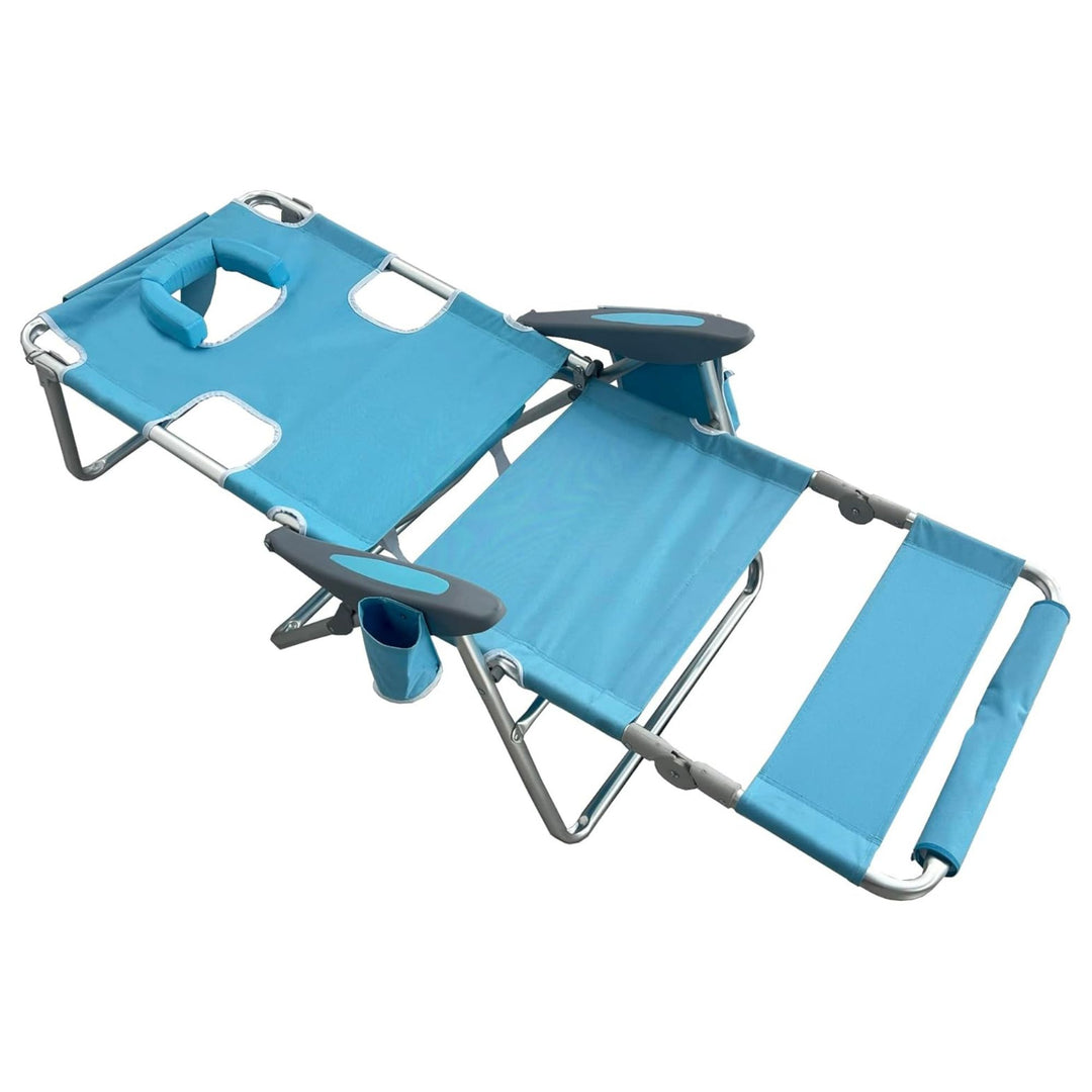 Deltess Ostrich 3 In 1 Portable Chair & Reclining Lounger, Light Blue (Open Box)