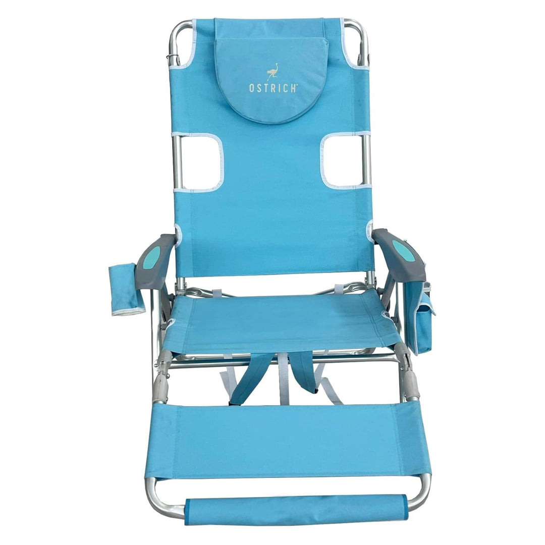 Deltess Ostrich 3 In 1 Portable Chair & Reclining Lounger, Light Blue (Open Box)