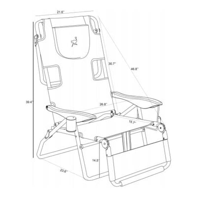 Deltess Ostrich 3 In 1 Portable Chair & Reclining Lounger, Light Blue (Open Box)