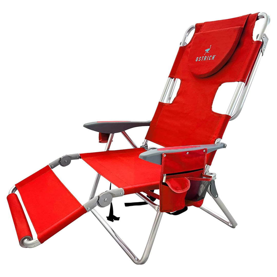 Deltess Ostrich 3 In 1 Portable Chair Cooler Bag & Reclining Lounger, Red