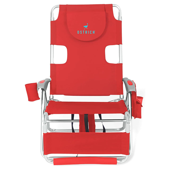 Deltess Ostrich 3 In 1 Portable Chair Cooler Bag & Reclining Lounger, Red (Used)