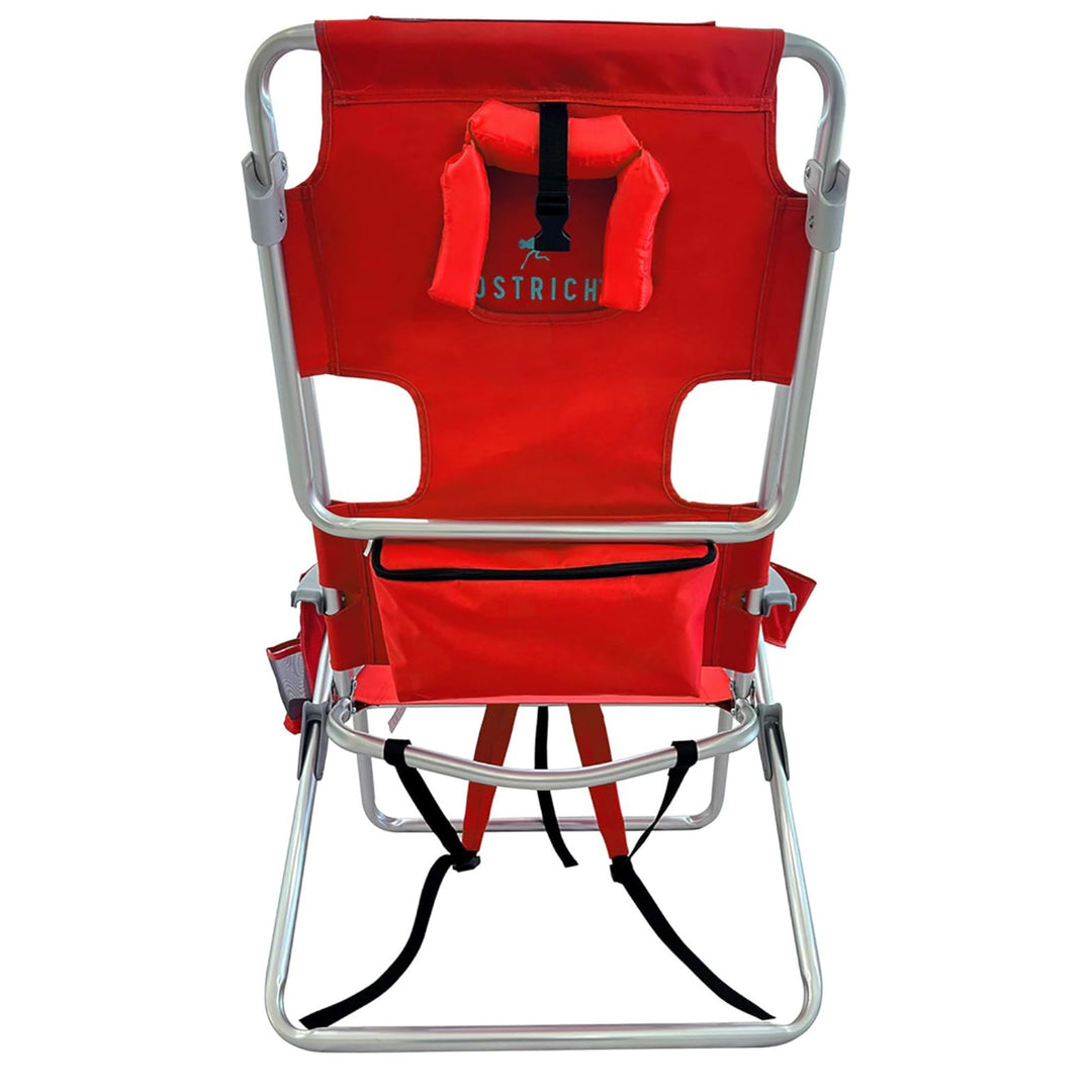 Deltess Ostrich 3 In 1 Portable Chair Cooler Bag & Reclining Lounger, Red