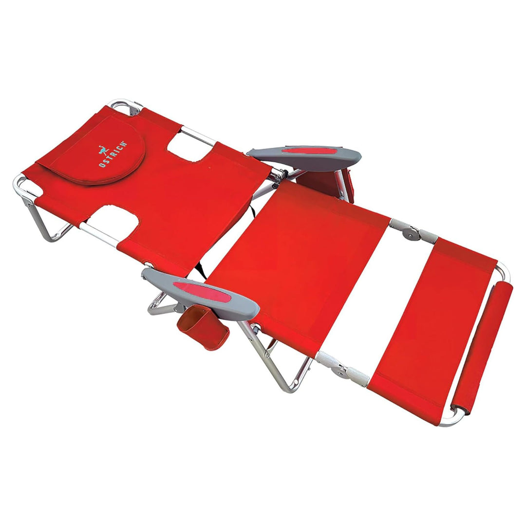 Deltess Ostrich 3 In 1 Portable Chair Cooler Bag & Reclining Lounger, Red