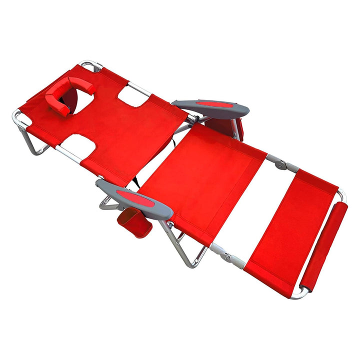 Deltess Ostrich 3 In 1 Portable Chair Cooler Bag & Reclining Lounger, Red (Used)