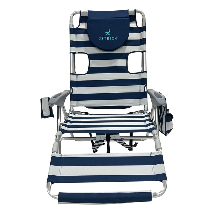 Deltess Ostrich 3 In 1 Portable Reclining Lounger, Blue/White (Open Box)