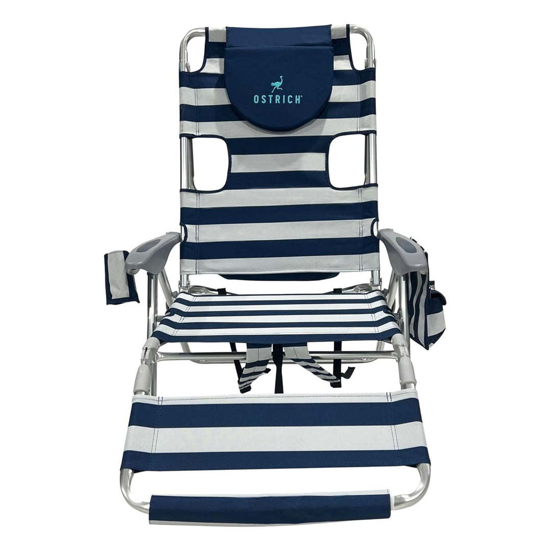 Deltess Ostrich 3 In 1 Portable Reclining Lounger, Blue/White (Open Box)