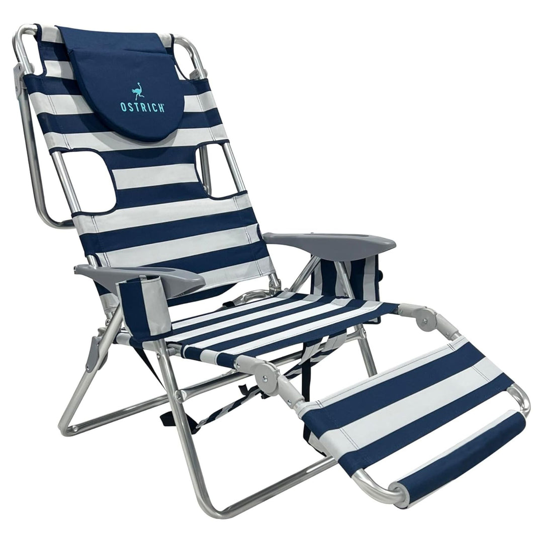 Ostrich 3 In 1 Portable Chair Cooler Bag & Reclining Lounger, Blue/White (Used)