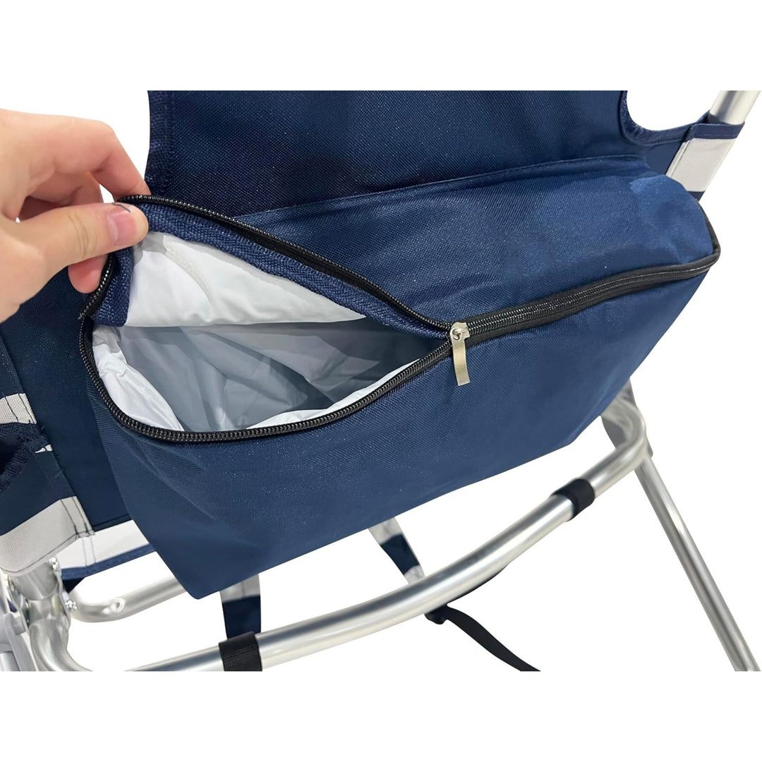 Deltess Ostrich 3 In 1 Portable Chair Cooler Bag & Reclining Lounger, Blue/White