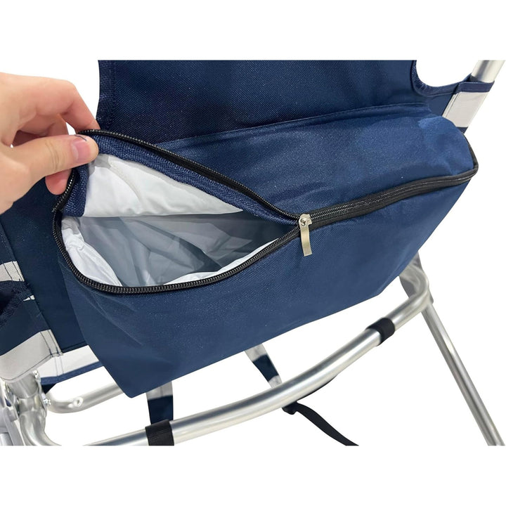 Deltess Ostrich 3 In 1 Portable Reclining Lounger, Blue/White (Open Box)