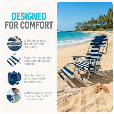 Ostrich The Backpack 3N1 Portable Chair Cooler Bag & Reclining Lounger, Stripe