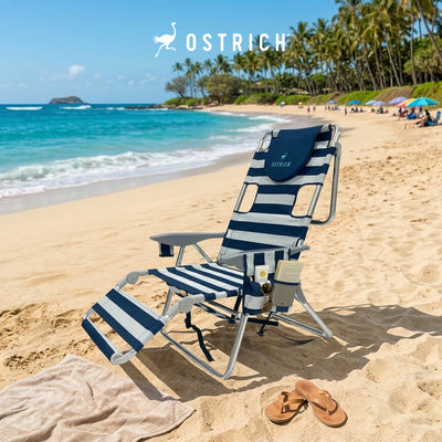 Ostrich The Backpack 3N1 Portable Chair Cooler Bag & Reclining Lounger, Stripe