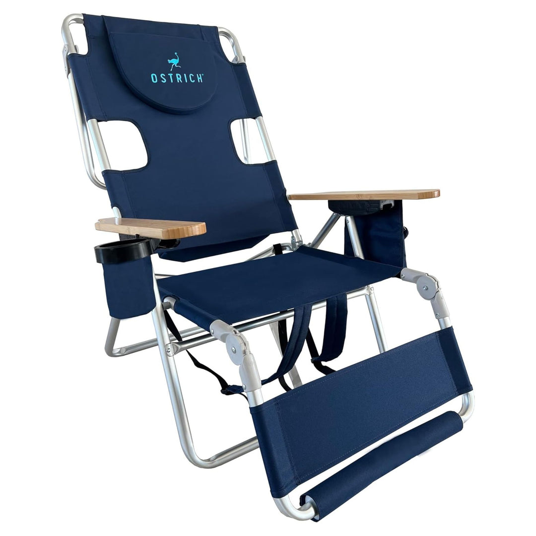 Deltess Ostrich 3 In 1 Portable Reclining Lounger, Navy Blue (Open Box)