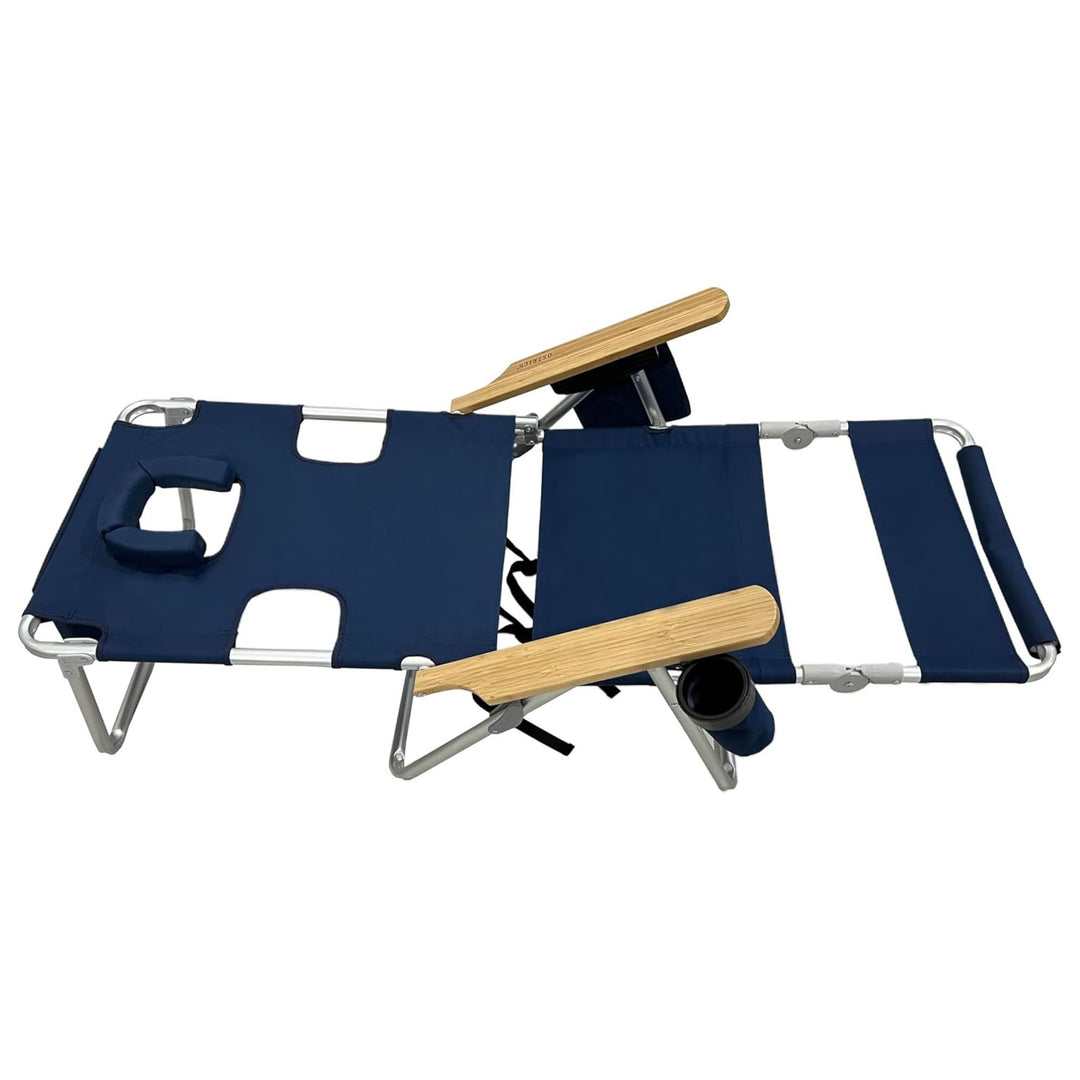 Deltess Ostrich 3 In 1 Portable Reclining Lounger, Navy Blue (Open Box)