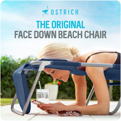 Deltess Ostrich 3 In 1 Portable Reclining Lounger, Navy Blue (Open Box) - VMInnovations