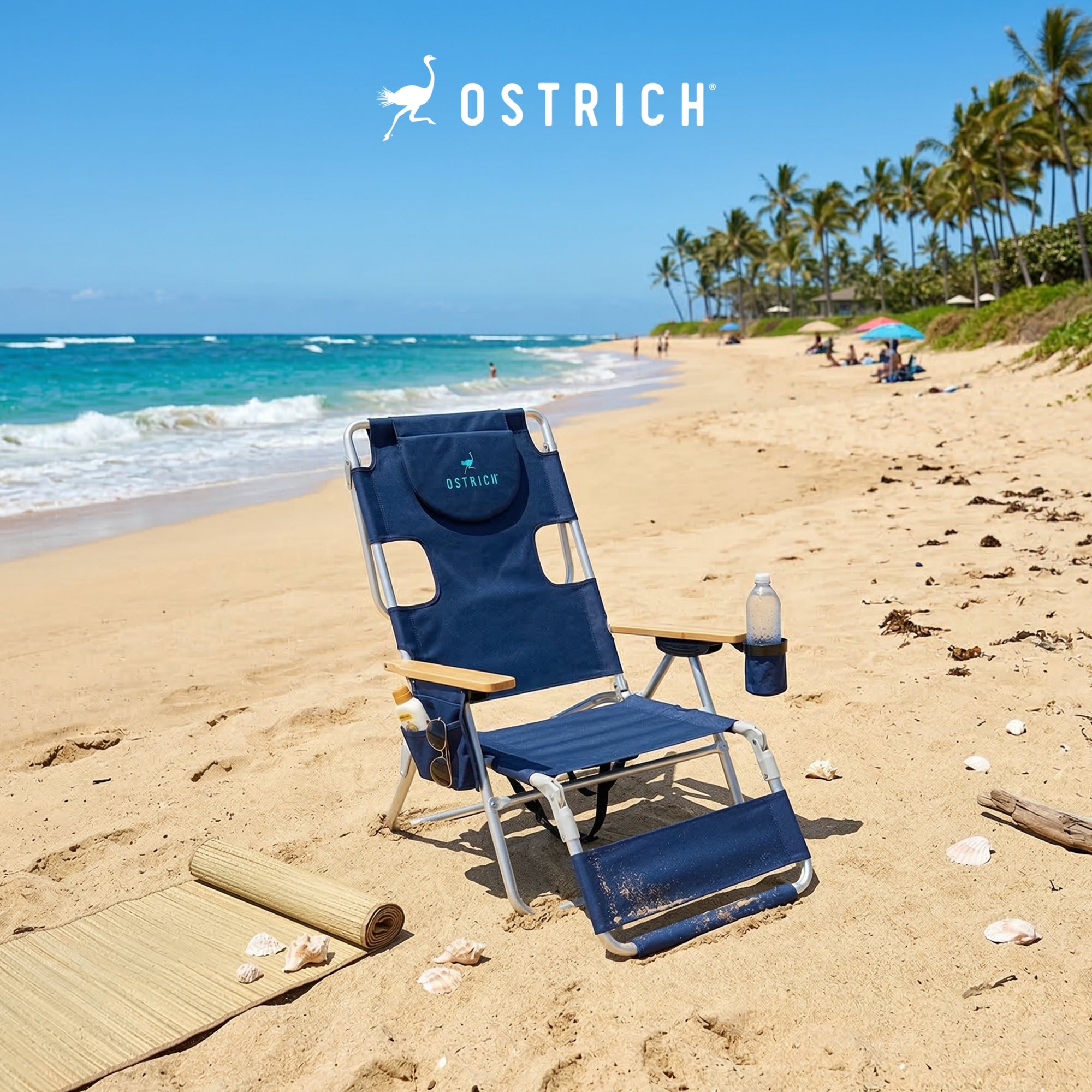 Deltess Ostrich 3 In 1 Portable Reclining Lounger, Navy Blue (Open Box) - VMInnovations
