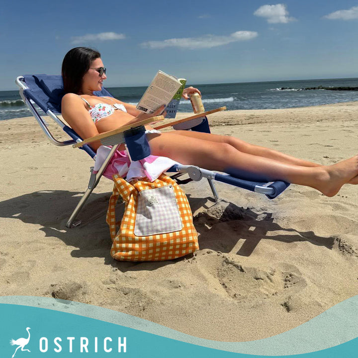 Deltess Ostrich 3 In 1 Portable Reclining Lounger, Navy Blue (Open Box)