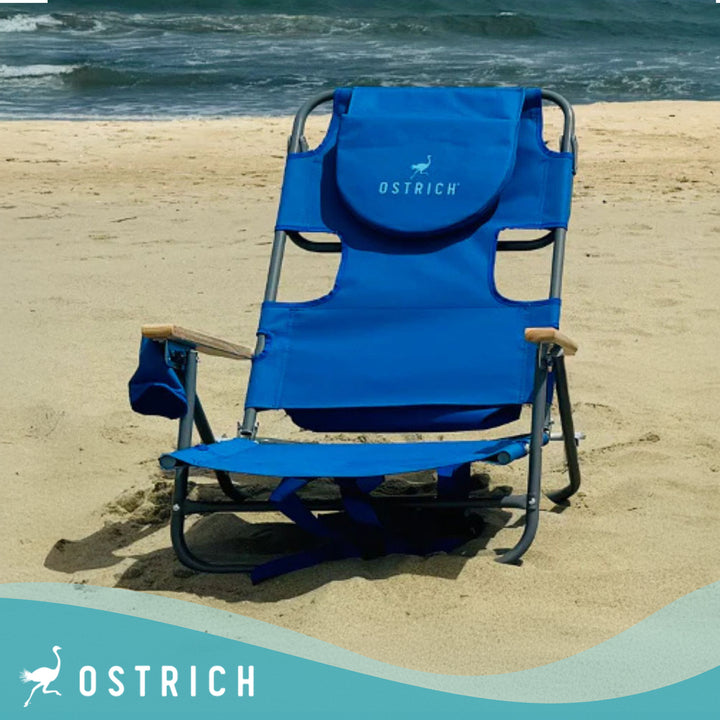 Ostrich Midsize Face Down Backpack Beach Chair with Face Hole, Blue (Open Box)