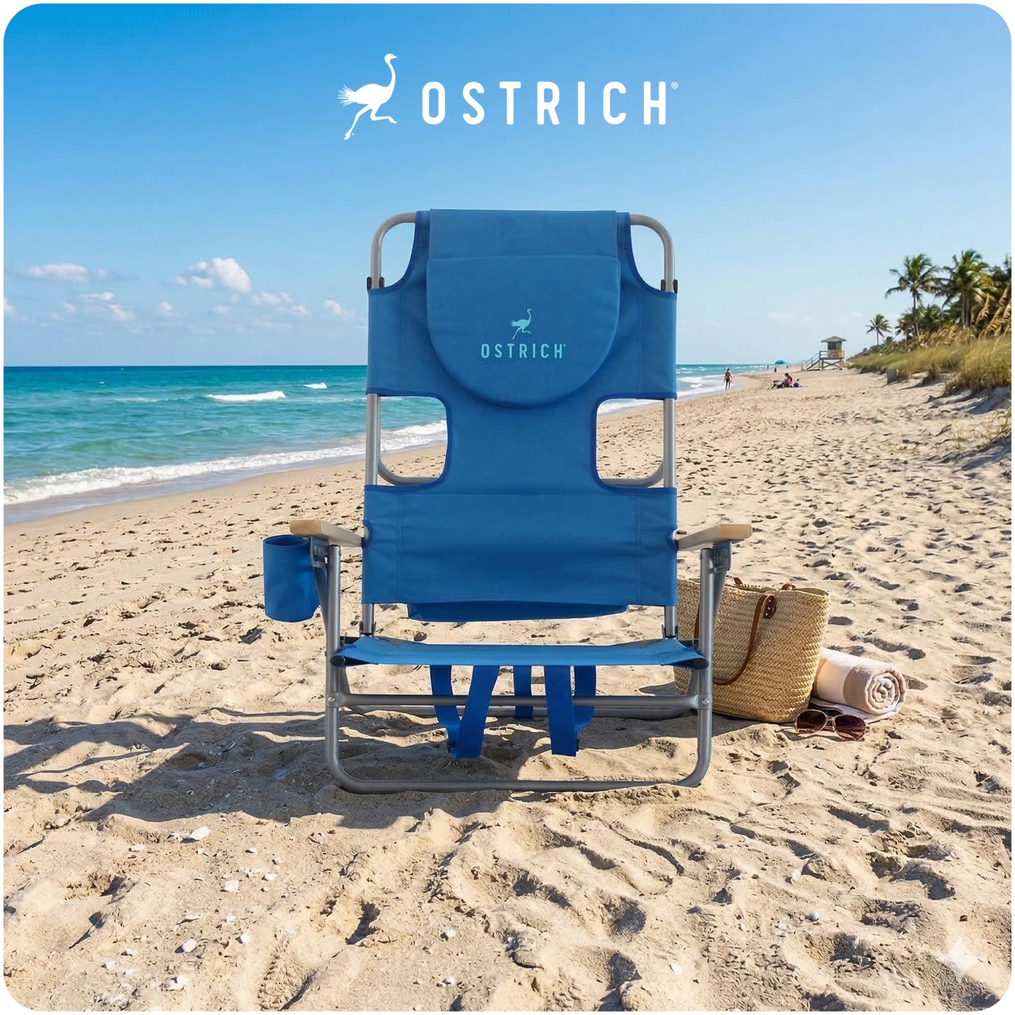Ostrich Midsize Face Down Backpack Beach Chair w/Face Hole & Cup Holder (Used) - VMInnovations