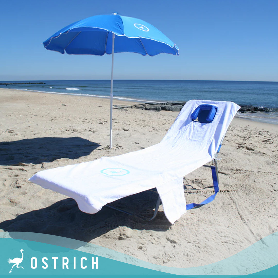 Ostrich Cutsom Fitted Beach Towel designed to fit on Chaise Lounge Beach Chairs