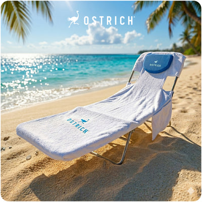 Ostrich The Ladies Comfort Lounger Foldable Beach Chair and Custom Fitted Towel