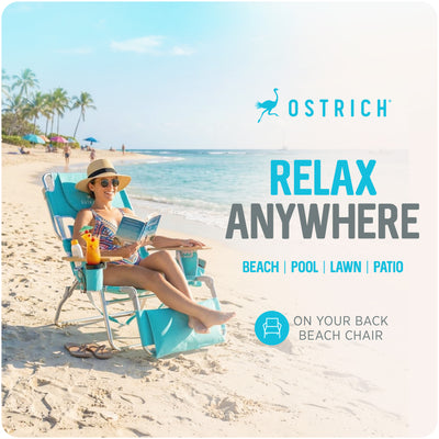 Ostrich Deluxe 3N1 Lightweight Outdoor Lawn Beach Lounge Chair w/Footrest (Used)