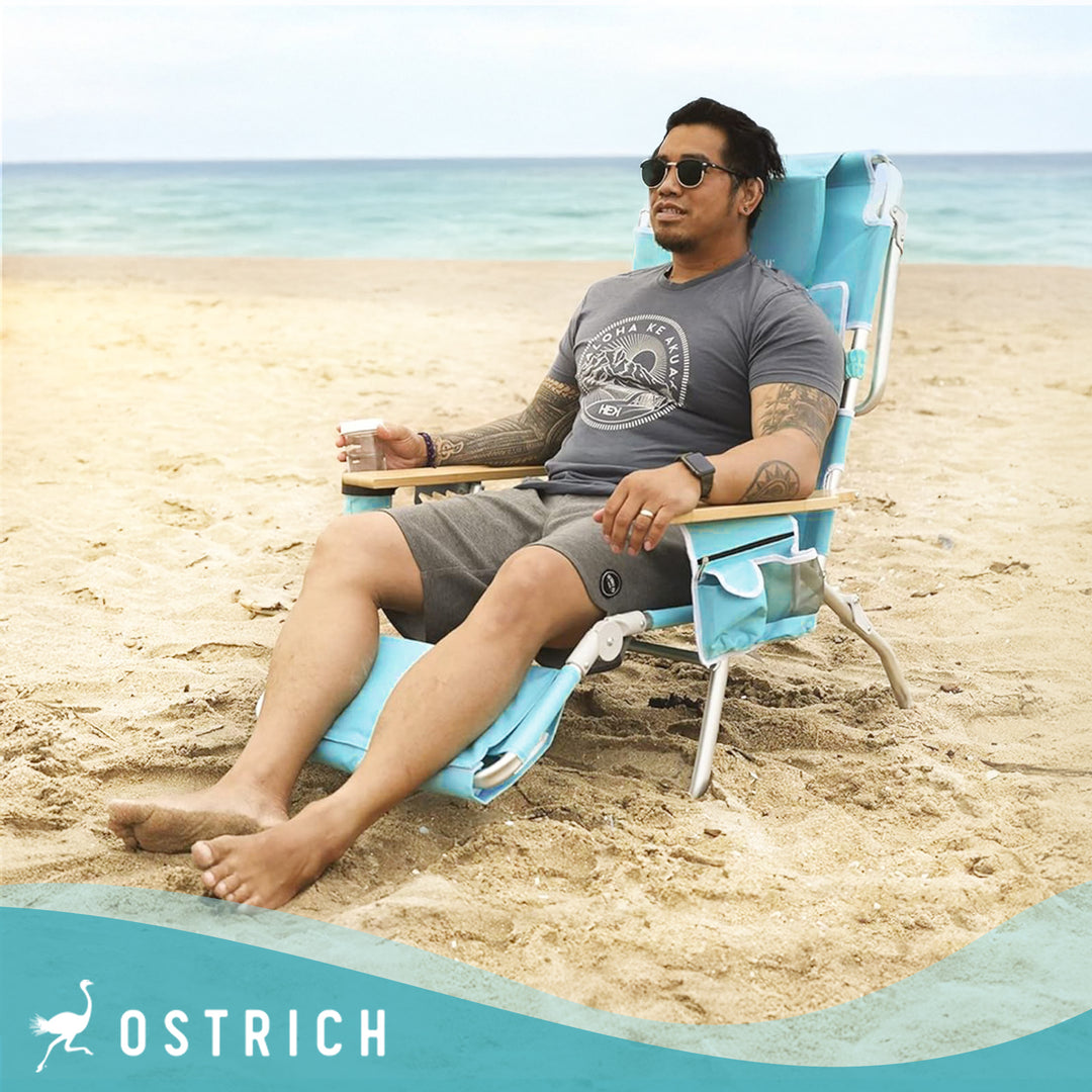 Ostrich Deluxe 3N1 Lightweight Outdoor Lawn Beach Lounge Chair w/Footrest (Used)