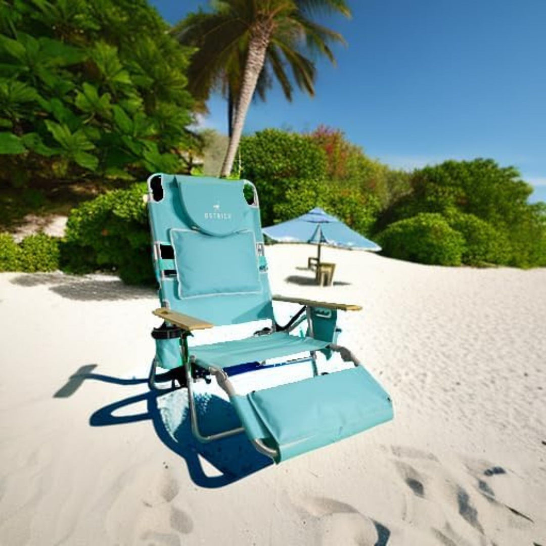 Ostrich Deluxe 3N1 Lightweight Outdoor Lawn Beach Lounge Chair w/Footrest (Used)