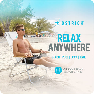 Ostrich Deluxe 3N1 Lightweight Outdoor Lawn Lounge Chair w/Footrest,White (Used)