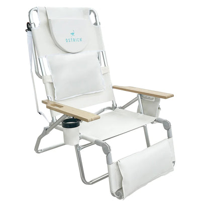 Ostrich Deluxe 3N1 Lightweight Outdoor Lawn Lounge Chair w/Footrest,White (Used)