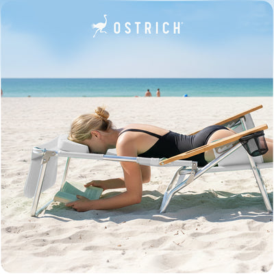Ostrich Deluxe 3N1 Lightweight Outdoor Lawn Lounge Chair w/Footrest,White (Used)