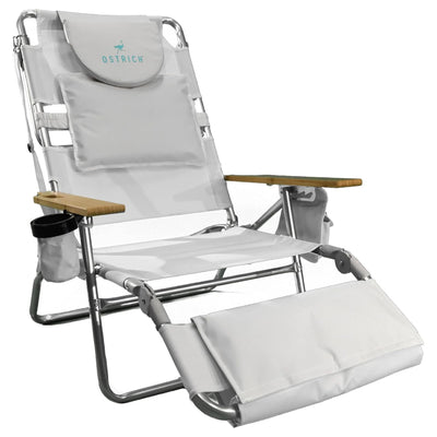 Ostrich Deluxe 3N1 Lightweight Outdoor Lawn Beach Lounge Chair, White(For Parts)
